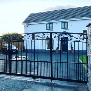 Black steel driveway gate