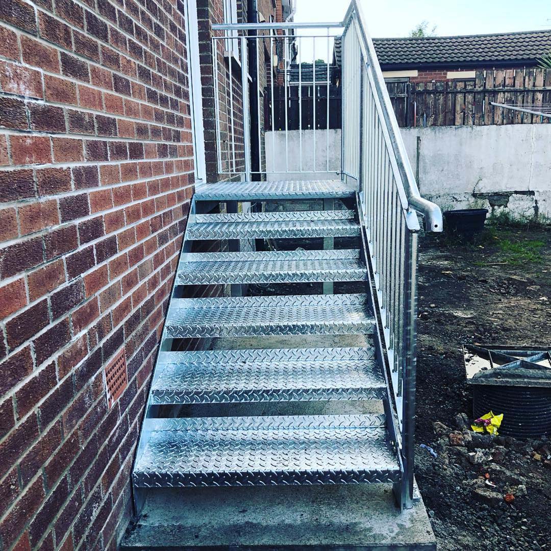 Steel fire escape stairs